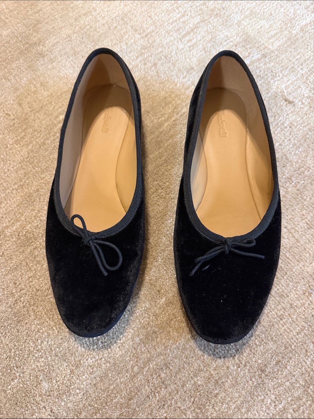 Madewell Black Velvet Ballet Flats with Bow